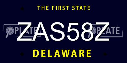 ZAS58Z Delaware License Plate