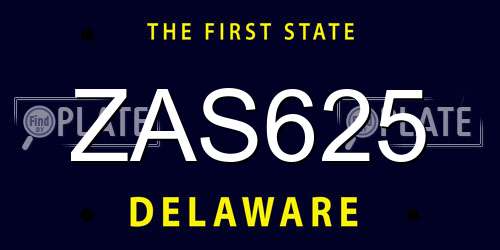 ZAS625 Delaware License Plate