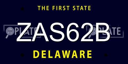 ZAS62B Delaware License Plate