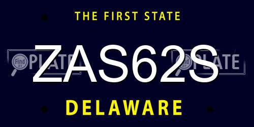 ZAS62S Delaware License Plate