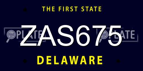 ZAS675 Delaware License Plate