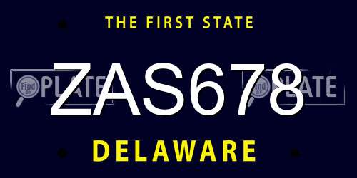 ZAS678 Delaware License Plate