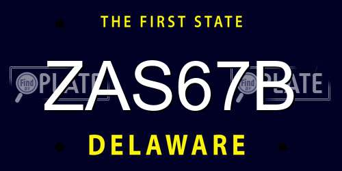 ZAS67B Delaware License Plate