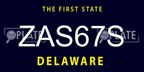 ZAS67S Delaware License Plate