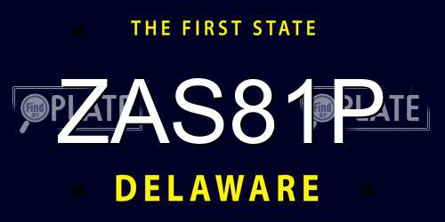 ZAS81P Delaware License Plate