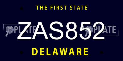 ZAS852 Delaware License Plate
