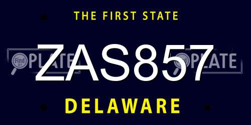 ZAS857 Delaware License Plate