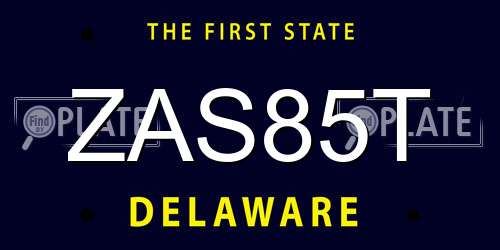 ZAS85T Delaware License Plate