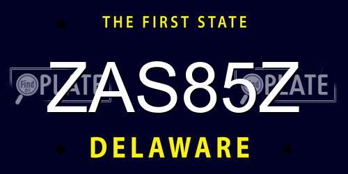 ZAS85Z Delaware License Plate