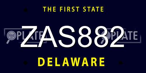 ZAS882 Delaware License Plate