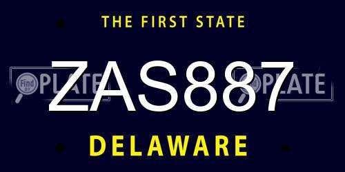 ZAS887 Delaware License Plate