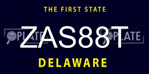 ZAS88T Delaware License Plate