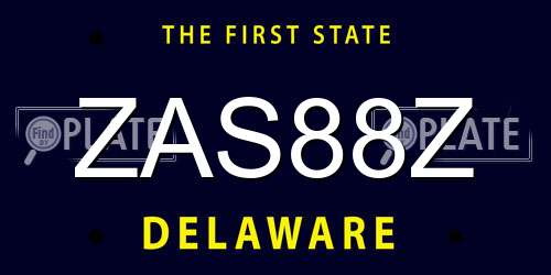 ZAS88Z Delaware License Plate