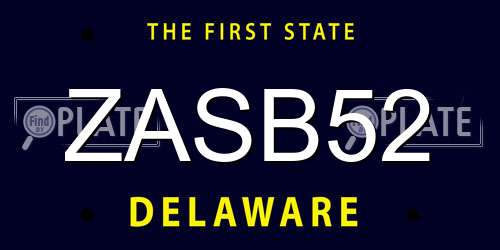ZASB52 Delaware License Plate