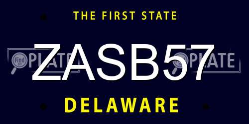 ZASB57 Delaware License Plate