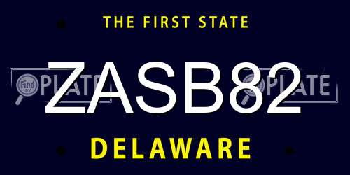 ZASB82 Delaware License Plate