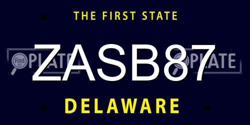 ZASB87 Delaware License Plate