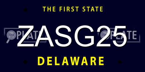 ZASG25 Delaware License Plate