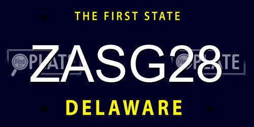 ZASG28 Delaware License Plate