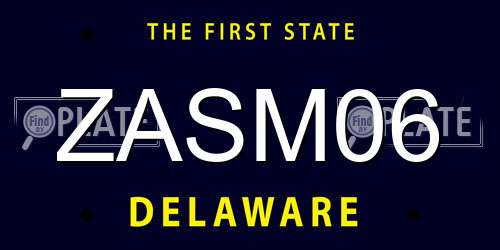 ZASM06 Delaware License Plate