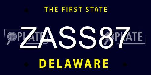 ZASS87 Delaware License Plate