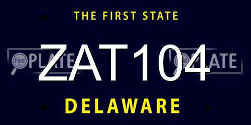 ZAT104 Delaware License Plate