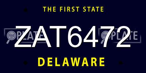 ZAT6472 Delaware License Plate