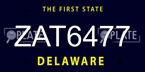 ZAT6477 Delaware License Plate