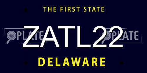 ZATL22 Delaware License Plate