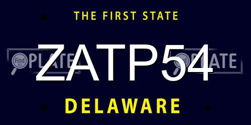 ZATP54 Delaware License Plate