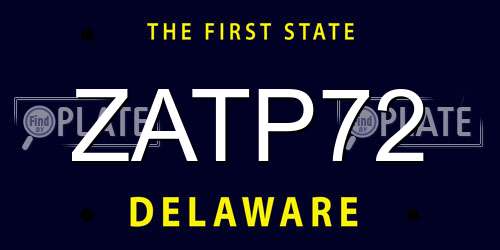ZATP72 Delaware License Plate