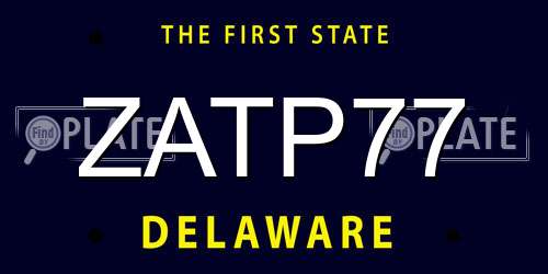 ZATP77 Delaware License Plate