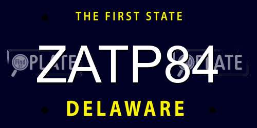 ZATP84 Delaware License Plate