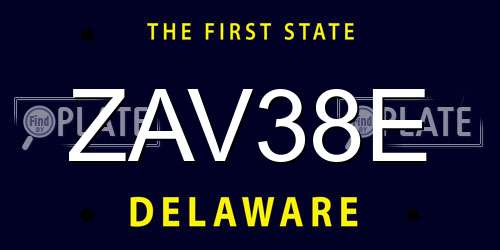 ZAV38E Delaware License Plate