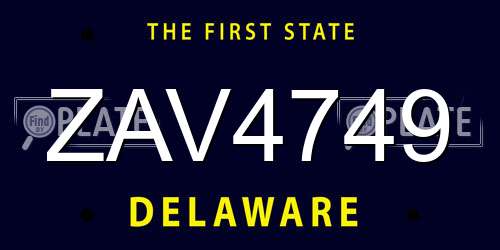 ZAV4749 Delaware License Plate