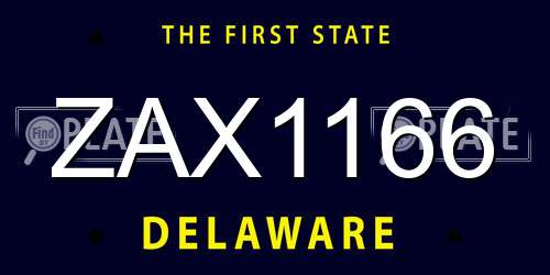 ZAX1166 Delaware License Plate