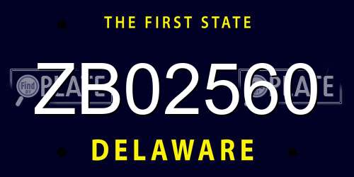 ZB02560 Delaware License Plate