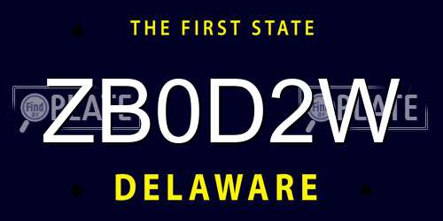 ZB0D2W Delaware License Plate