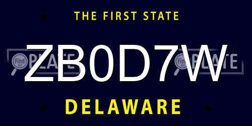 ZB0D7W Delaware License Plate