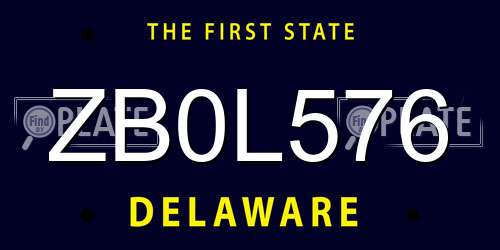 ZB0L576 Delaware License Plate