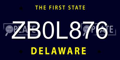 ZB0L876 Delaware License Plate