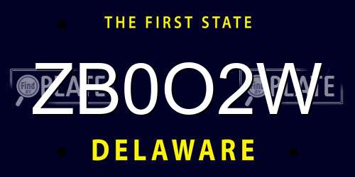 ZB0O2W Delaware License Plate