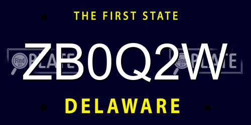 ZB0Q2W Delaware License Plate
