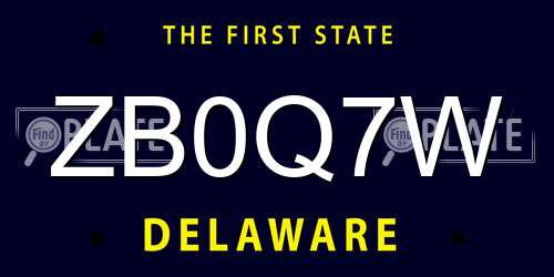 ZB0Q7W Delaware License Plate