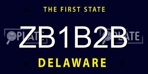 ZB1B2B Delaware License Plate