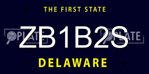 ZB1B2S Delaware License Plate