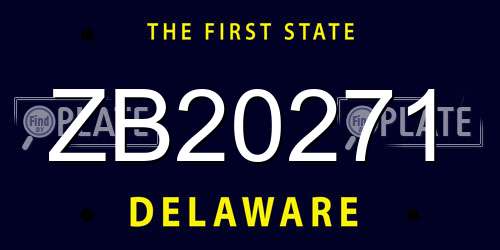 ZB20271 Delaware License Plate