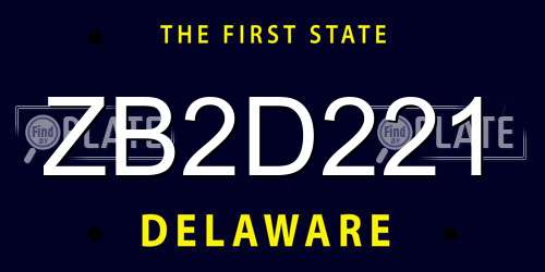 ZB2D221 Delaware License Plate