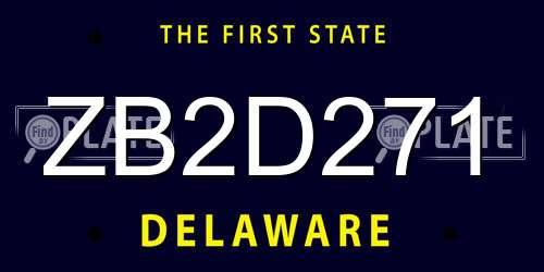 ZB2D271 Delaware License Plate