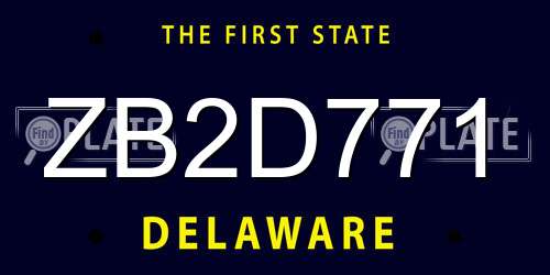 ZB2D771 Delaware License Plate